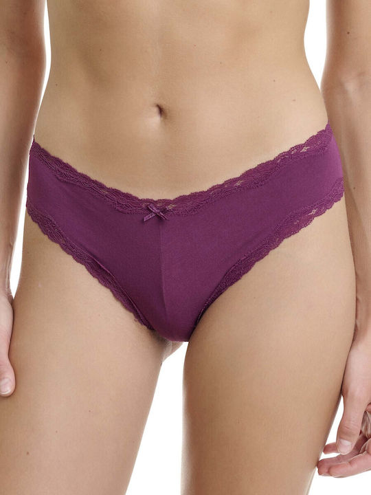 Дамско Слип 2Pack с дантела Grey-aubergine