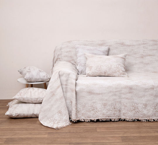 Viopros Viopros Dreisitzer-Sofa Wurf Jacquard 180x280cm Ecru