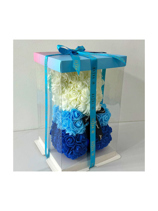 Floral Teddy Bear Rainbow Handmade Foam Roses 25 Cm In Gift Box Blue Floral Teddy Bear Rainbow Handmade Foam Roses 25 Cm In Gift Box Blue