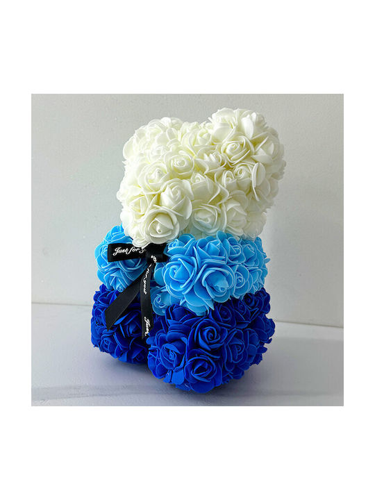 Blumen Teddybär Regenbogen Handgemachte Schaumrosen 25 Cm In Geschenkbox Blau