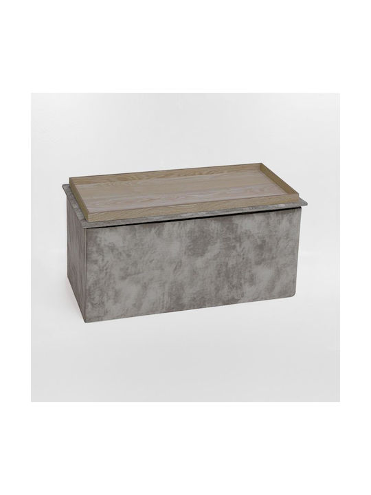 Stool For Living Room With Storage Space Upholstered with Velvet Koper Beige Shade 76x38x38cm