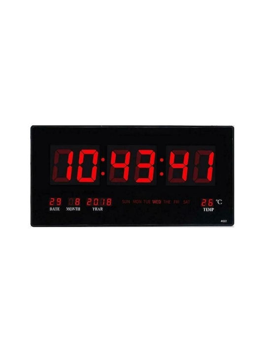 Digital LED Wall Clock Alarm Clock Temperature Date Day Display Red-White 16961-4622b