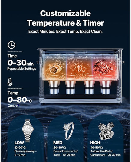 Vevor Curățător Ultrasonic 30lt Inox Cu Temporizator Mecanic