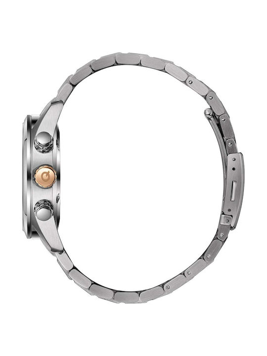 Quantum Adrenaline Dual Time Men's Watch 42mm Battery with Grey Stainless Steel Strap