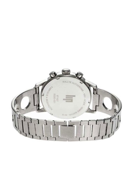 Lip Watches Rallye Men's Watch Chronograph Battery with Silver Metal Bracelet