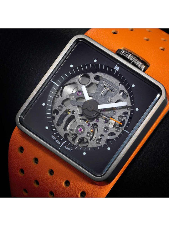 Lip Watches Men's Watch Automatic with Orange Leather Strap