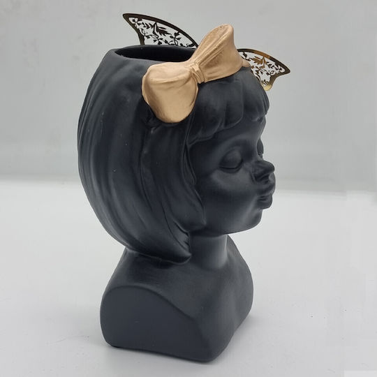 Velve Vază Decorativă Ceramică Negru 14x21cm 1buc