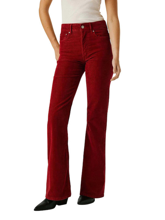 Willa Women's High-waisted Corduroy Trousers Flared Red