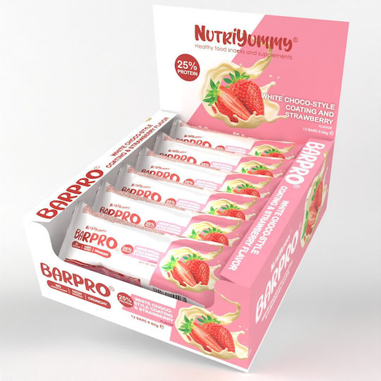 Nutriyummy Barpro Riegel Protein mit Geschmack White Chocolate & Strawberry 60gr