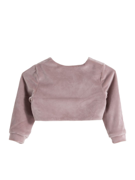 Children's Dress Long Sleeve Velvet Set with Coat Pink