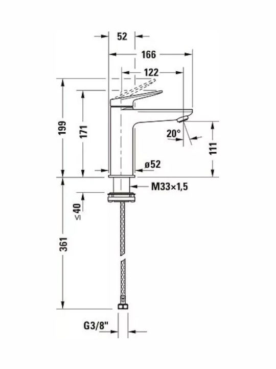 Duravit Αναμεικτική Μπαταρία Νιπτήρα Ασημί
