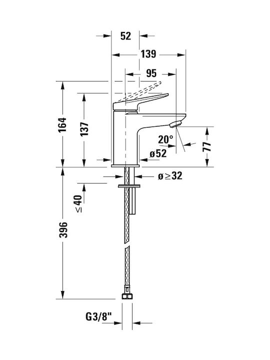 Duravit Αναμεικτική Μπαταρία Νιπτήρα Χρυσή