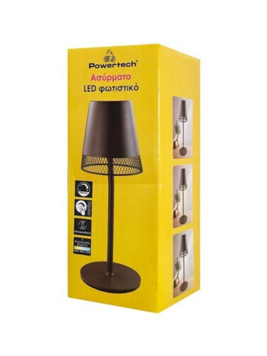 Powertech Μεταλλικό Πορτατίφ LED με Καφέ Καπέλο και Βάση