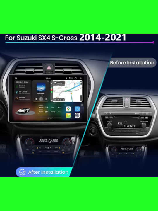 Car Audio System for Suzuki SX4 S-Cross 2014-2021 (Bluetooth/USB/WiFi/GPS/Apple-Carplay/Android-Auto) with Touch Screen 9"