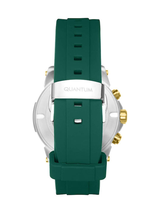 Quantum Dual Time Men's Watch 41.5mm Battery with Green Rubber Strap
