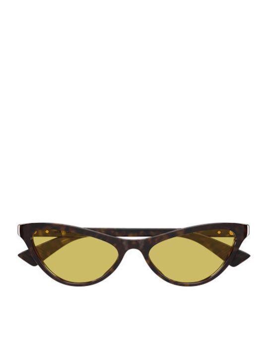 Bottega Veneta Women's Sunglasses with Brown Tartaruga Plastic Frame and Yellow Lens BV1414S 002