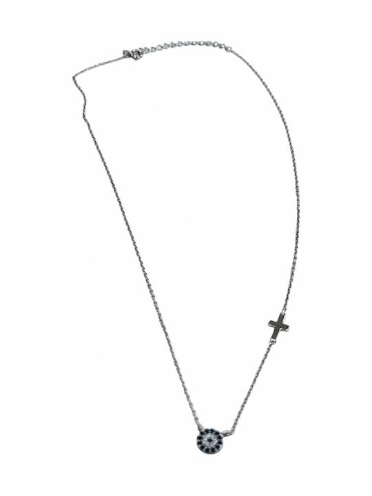 Damentag Halskette Silber Auge Kreuz Silver 925