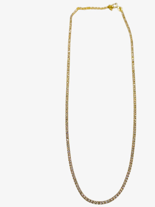 Damentikette Aus Silber Vergoldet Zirkon Silver 925