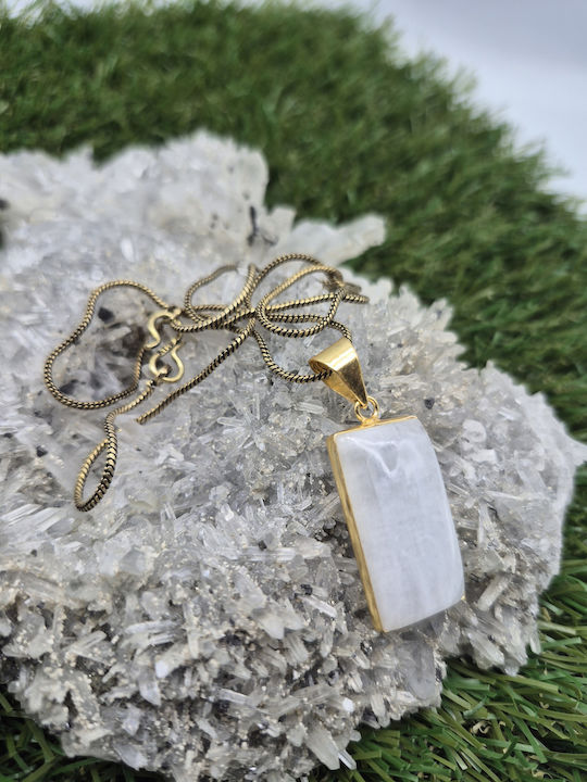 Messing Halskette Mondstein – Handgefertigtes Schmuck Kette 24cm