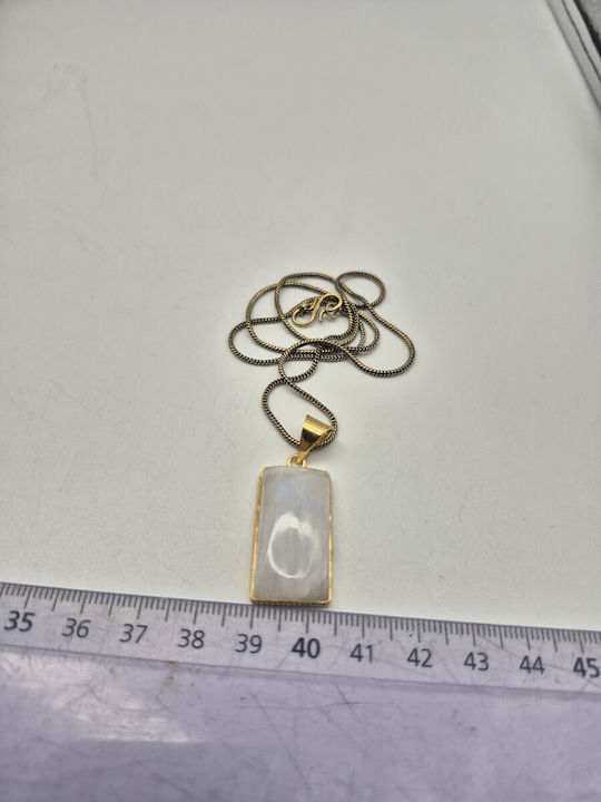 Messing Halskette Mondstein – Handgefertigtes Schmuck Kette 24cm