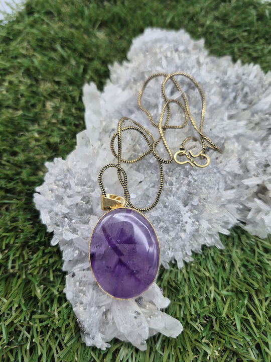 Messing Halskette Amethyst – Handgefertigtes Schmuckkette 24cm