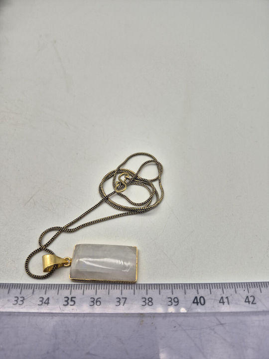 Messing Halskette Mondstein – Handgefertigtes Schmuck Kette 24cm