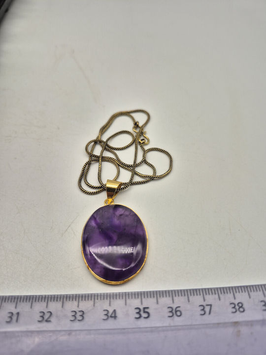 Messing Halskette Amethyst – Handgefertigtes Schmuckkette 24cm