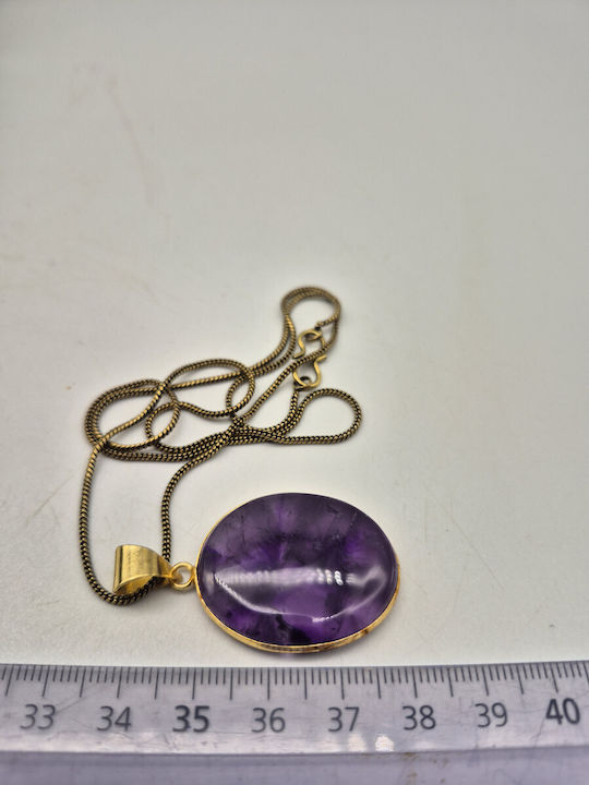 Messing Halskette Amethyst – Handgefertigtes Schmuckkette 24cm