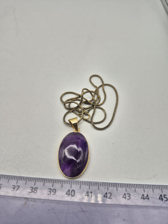 Messing Halskette Amethyst – Handgefertigtes Schmuckkette 24cm