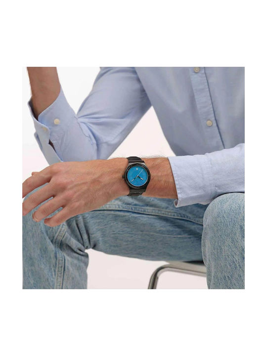 Swatch Swatch Γυναικείο Ρολόι Αυτόματο με Μαύρο Δερμάτινο Λουράκι