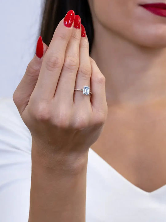 Дамски Пръстен с Диамант от Бяло злато 18K