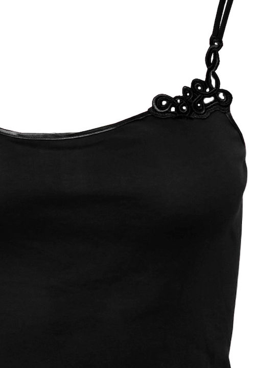 Women's T-Shirt with Spaghetti Strap Black