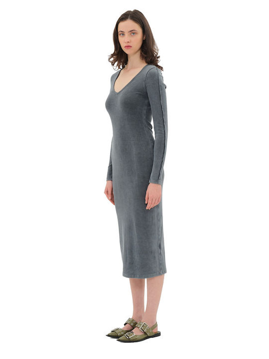 Midi Dress Knitted Vintage Grey