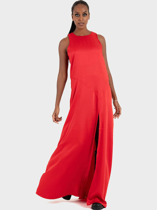 Summer Maxi Dress for Wedding and Christening Open Back Red