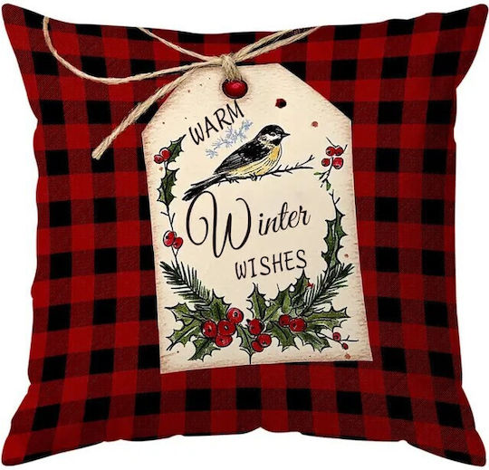 By Queen Limited Festive Edition Μαξιλαροθήκη Buffalo Plaid Σχέδιο “warm Winter Wishes”