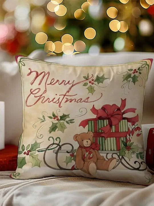 By Queen Limited Festive Edition Μαξιλαροθήκη Merry Christmas Αρκουδάκι