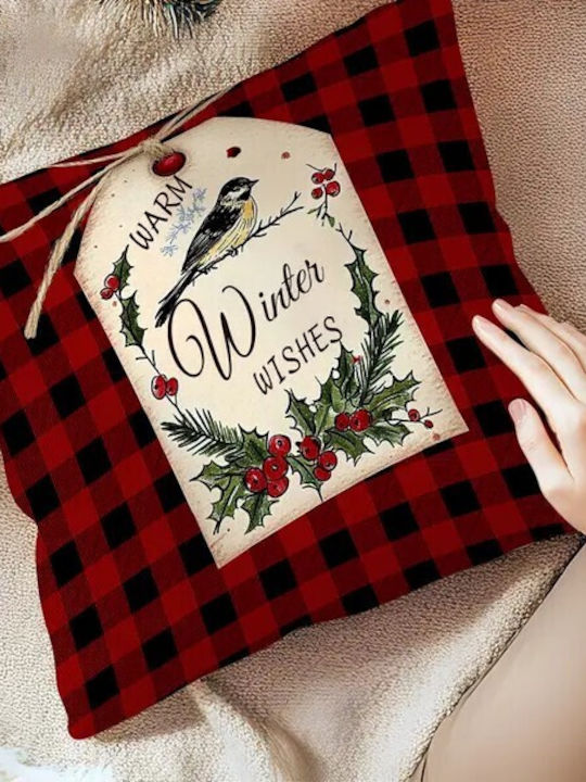 By Queen Limited Festive Edition Μαξιλαροθήκη Buffalo Plaid Σχέδιο “warm Winter Wishes”