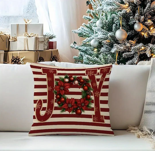 By Queen Limited Festive Edition Μαξιλαροθήκη Joy Χριστουγεννιάτικο Στεφάνι 45x45εκ