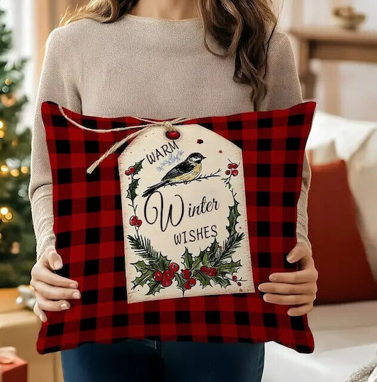 By Queen Limited Festive Edition Μαξιλαροθήκη Buffalo Plaid Σχέδιο “warm Winter Wishes”
