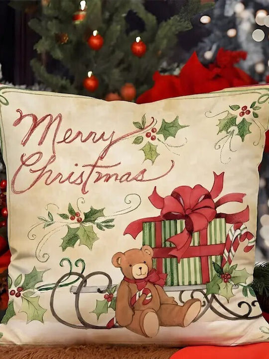 By Queen Limited Festive Edition Μαξιλαροθήκη Merry Christmas Αρκουδάκι