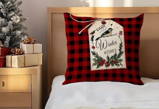 By Queen Limited Festive Edition Μαξιλαροθήκη Buffalo Plaid Σχέδιο “warm Winter Wishes”