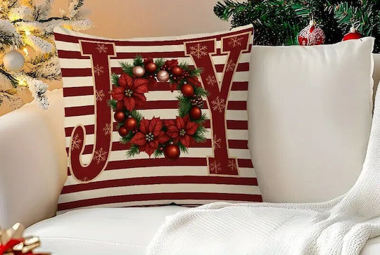 By Queen Limited Festive Edition Μαξιλαροθήκη Joy Χριστουγεννιάτικο Στεφάνι 45x45εκ