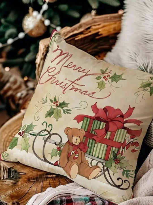 By Queen Limited Festive Edition Μαξιλαροθήκη Merry Christmas Αρκουδάκι