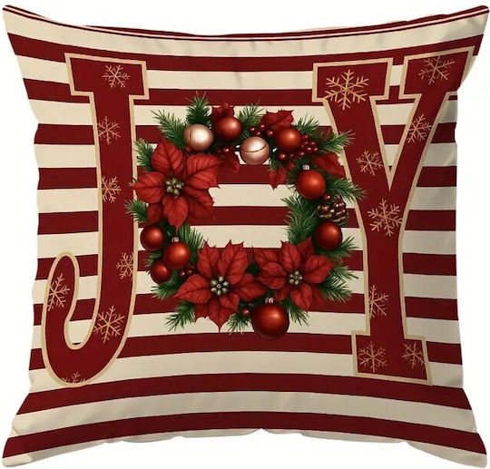 By Queen Limited Festive Edition Μαξιλαροθήκη Joy Χριστουγεννιάτικο Στεφάνι 45x45εκ