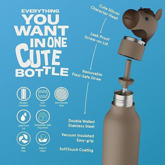 Asobu Kids Water Bottle Thermos Stainless Steel with Straw 460ml