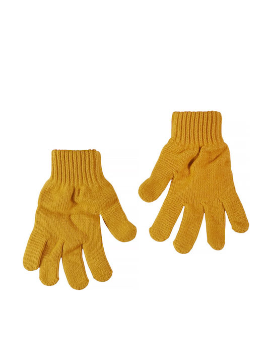 Kids Beanie Set with Scarf & Gloves Knitted Yellow