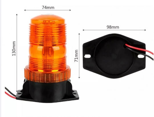LED Маяк Мигащ С Винтове Оранжев 12v24v