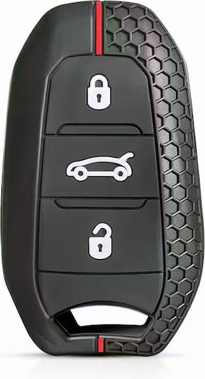 Silicone Key Case 3 Buttons Peugeot Citroen Black