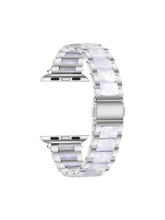 Metallisches Tragbare Bänder für Apple Watch 42/44/45/46/49 mm Silber Weiß