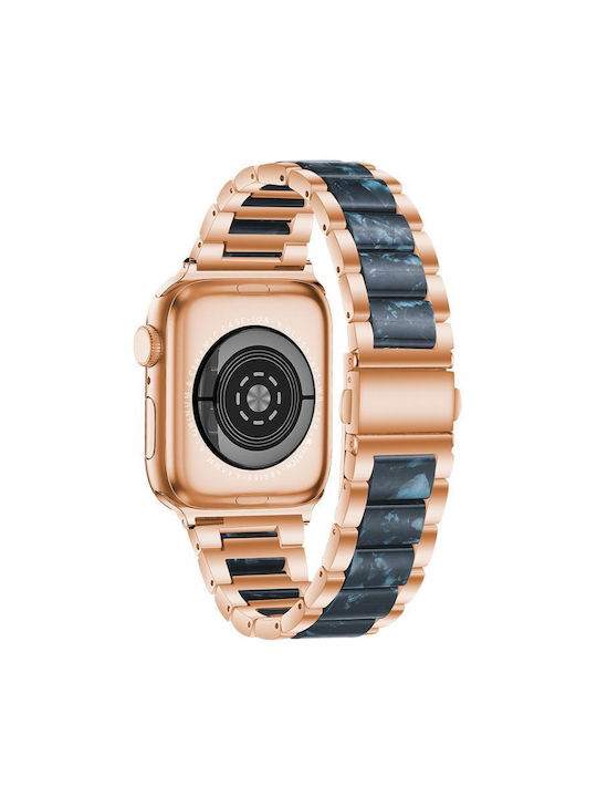 Metal Watch Strap Resin Apple Watch 42 44 45 46 49mm Rose Gold Blue Metal Watch Strap Resin Apple Watch 42 44 45 46 49mm Rose Gold Blue